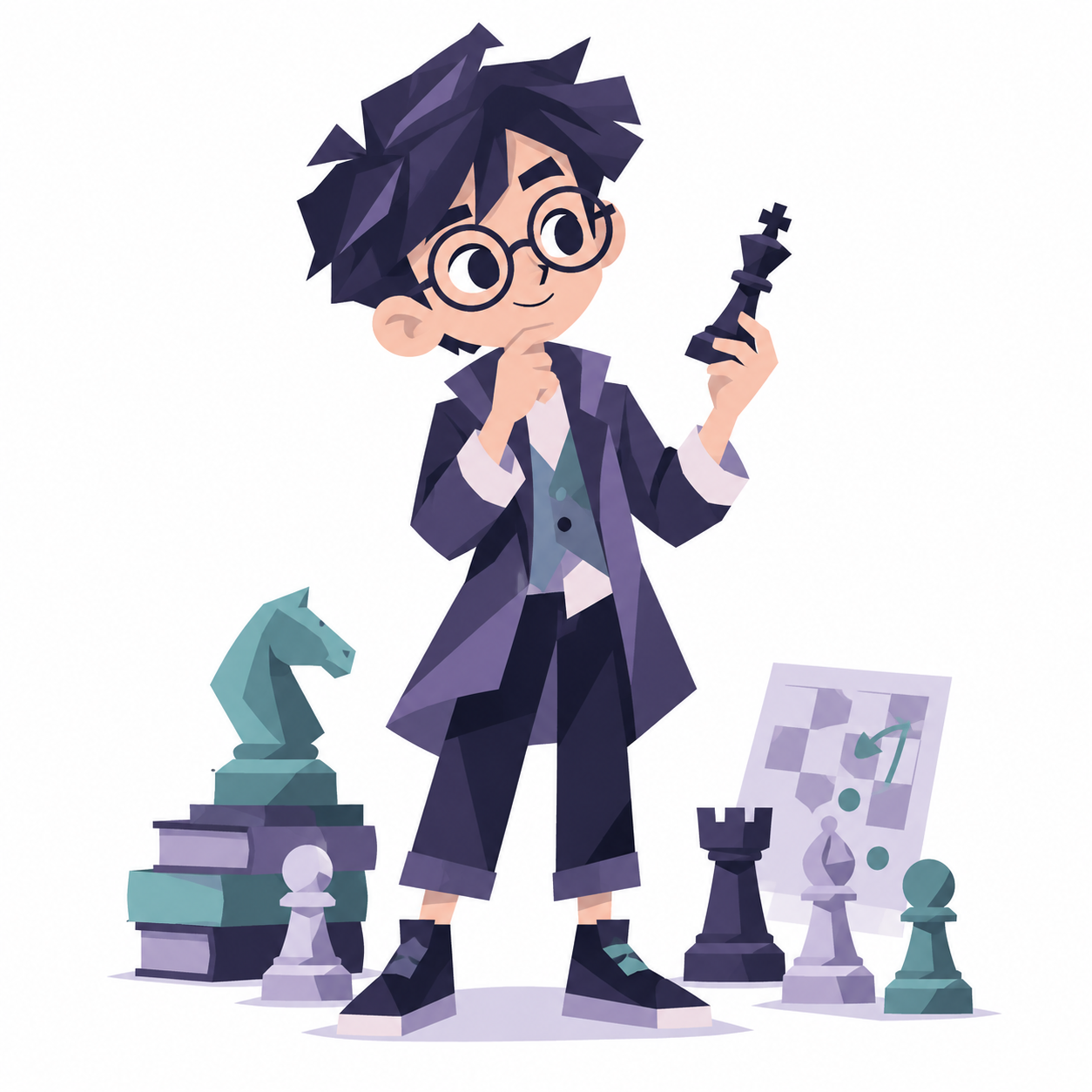 The Logic Strategist, an illustrated character in violet and teal